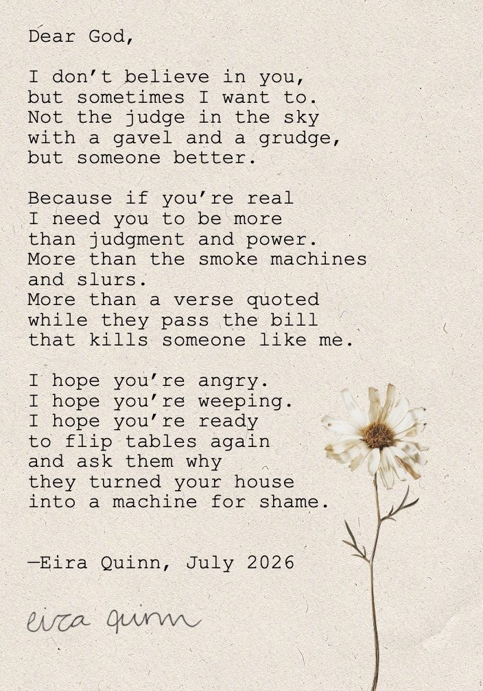 If You're There typed on handmade paper with pressed white flower